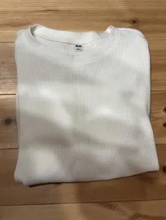ユニクロUNIQLOワッフルクルーネックＴシャツ長袖　L