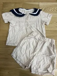 セーラー襟　セットアップ　半袖　ハーフパンツ　短パン　セット　レギンス　夏服