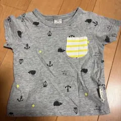 グレー 星柄 ポケット付き Tシャツ 80cm