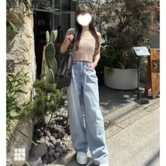 ライトブルーワイドレッグデニム 新品