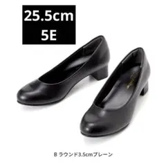 ニッセンラウンドパンプス　3.5cmヒール　25.5cm 5Eのサムネイル