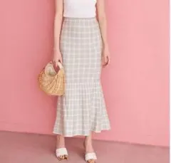 エイミーイストワール　シェパードチェックマーメイドニットスカート