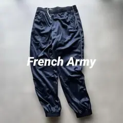 00s デッドストック フランス軍 トラックパンツ ネイビー×白線 180 紺色
