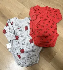 ユニクロ 長袖 ロンパース 2枚セット 60 スヌーピー