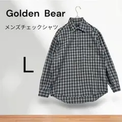 Golden Bear メンズ チェックシャツ L カジュアル　長袖　グレー