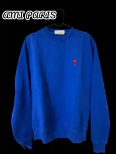 AMI PARIS 青色スウェット 赤ロゴ刺繍