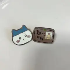 ハチワレ　ウサギ草むしり検定3級 ピンバッジ 2個セットのサムネイル