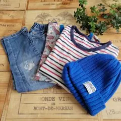 ★キッズ服セット★まとめ売り　長袖Tシャツ 、デニムパンツ 、インナー、ニット帽