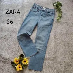 ZARA デニム ジーンズ　フレアパンツ 36 裾切りっぱなし　カジュアル