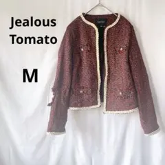 Jealous Tomato ノーカラージャケット 【M】赤/黒　リメイク