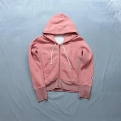 CHAMPION 古着 A0126 ジップアップ パーカー S ピンク ロゴ刺繍