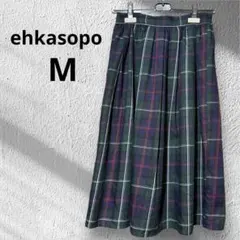 【ehkasopo】エヘカソポ　チェック柄フレアスカート　ひざ丈スカート