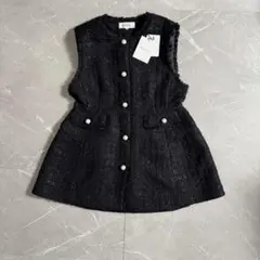 【新品未使用】Arpege Story ツイードぺプラムジレ ブラック　サイズ2 Arpege story(アルページュ ストーリー) ﾂｲｰﾄﾞﾍﾟﾌﾟﾗﾑｼﾞﾚジレ