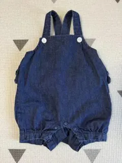 petit mainデニムフリルオーバーオール 70