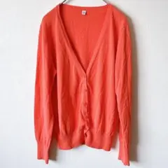 訳あり　ユニクロ　カーディガン 薄手 オレンジ M トップス 長袖 羽織り