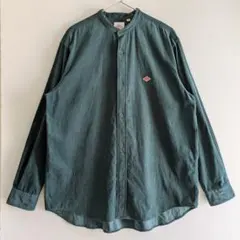 【DANTON】コーデュロイ　バンドカラーシャツ　長袖　緑　40サイズ