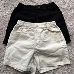 UNIQLO ブラック　ホワイト　デニム　ショートパンツ　140 2枚