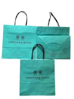 3枚セット。FORTNUM & MASON 紙袋　ターコイズ