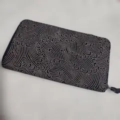 印伝　波模様刺繍 長財布