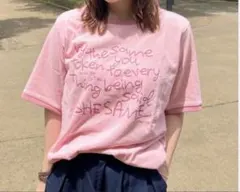 shesame ピンク テキストプリント Tシャツ Mのサムネイル