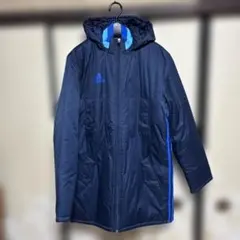 adidas フード付きナイロンジャケット ネイビー　ベンチコート