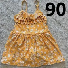 ⭐️美品⭐️OCEAN&GROUND 小花柄　フリル水着　90 オレンジのサムネイル