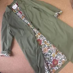 【匿名配送】ロングコート 花柄 オリーブグリーン　カーキ