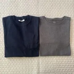 メンズ UNIQLO ユニクロ 長袖Tシャツ ネイビーMサイズ/グレー Lサイズ