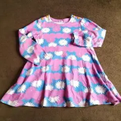 all friends レトロ花柄 チュニック ワンピース パープルピンク130