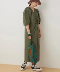 週末お値下げADAM ET ROPE FEMMEボリュームスリーブワンピース38