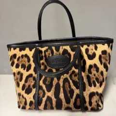Dolce & Gabbana レオパード柄 ハラコ×パテントレザー ミニバッグ