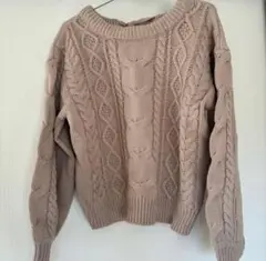 INGNI(イング)ケーブルニット バックリボン長袖M モカ ボリュームセーター