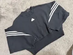 adidas クロップド スウェット トレーナー M ブラック ライン