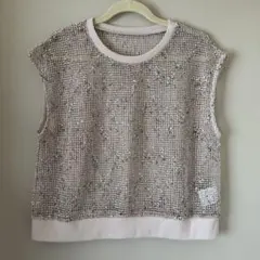 しまむら メッシュ 透かし編み ベスト L