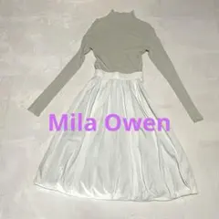 ☆美品☆Mila Owen ライトグレー 切り替えバルーンロングワンピース 長袖