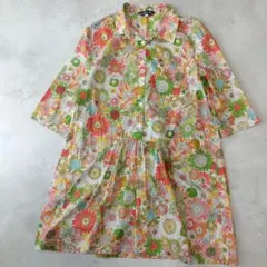 美品 Excellent Wish リバティ ロング シャツ ブラウス 花柄
