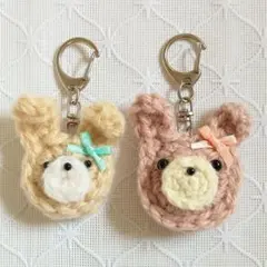 ハンドメイド かぎ編み ❥ うさぎ キーホルダー2個セット❣️ あみぐるみ