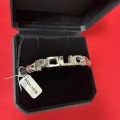 POLICE ポリス ブレスレット 喜平チェーン 幅1.5cm ラインストーン
