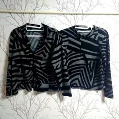 長袖カーディガンとトップスセット　幾何学模様 М〜Ｌ