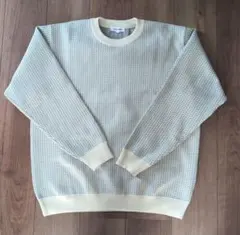 GLOBAL WORK メッシュ編みニットセーター M アイボリー