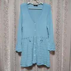 MISSEL　水色 カーディガン・チュニック　ウエスト紐付き　L