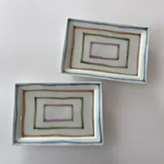 【お値下げ中】素敵な手描き　長皿　2枚セット