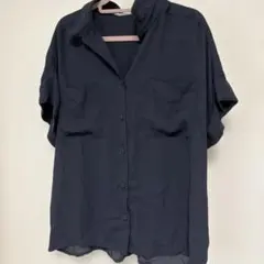 【LOWRYS farm】黒半袖シャツ ポケット付き