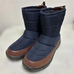 ネイビー/ブラウン キルティングショートブーツ