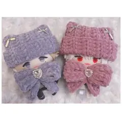 【紫キラセット】にじぱぺっと　ぬい帽子　ぬい服　ネコ耳　ニット帽 10cmぬい