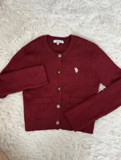 U.S. POLO ASSN. ケーブルニット カーディガン ボルドー M