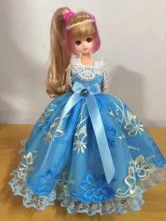 復刻版初代リカちゃん ハンドメイド服❀蛍光オレンジとレースのドレス