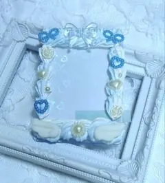 ハンドメイド　硬質ケース　トレカケース　ホイップデコ　推し活　水色　白