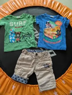 ダブルビー　サーフTシャツ　ピザTシャツ　ハーフパンツ　90