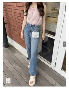 GRL ビジューストレートデニムパンツ[cu466] XS